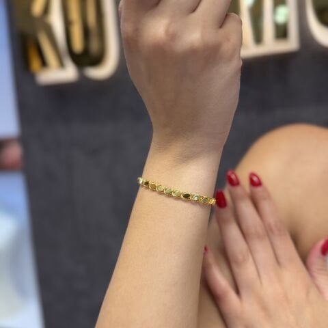 Akbaş Kuyumculuk 14 Ayar Altın arpa kadın bileklik modeli