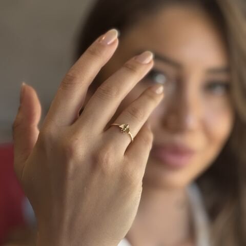 Akbaş Kuyumculuk 14 Ayar Altın Minimal melek Kadın Eklem Yüzüğü